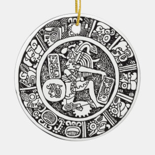 Mayancirkeln, mexikansk hieroglyf(Maya) Julgransprydnad Keramik