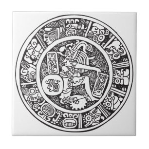 Mayancirkeln, mexikansk hieroglyf(Maya) Kakelplatta