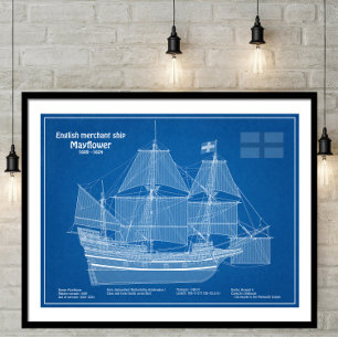 Mayblomma - Frakt Blueprint Plans ABD Fototryck
