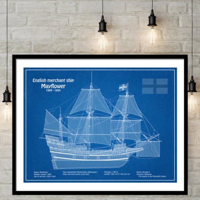 Mayblomma - Frakt Blueprint Plans ABD Fototryck (Skapare uppladdad)