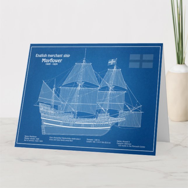 Mayblomma - Frakt Blueprint Plans ABD Tack Kort (Framsida)