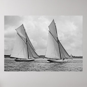 Mayblomma och Galatea Start America's Kopp 1886 Poster