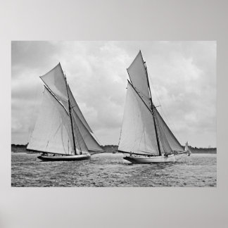 Mayblomma och Galatea Start America's Kopp 1886 Poster