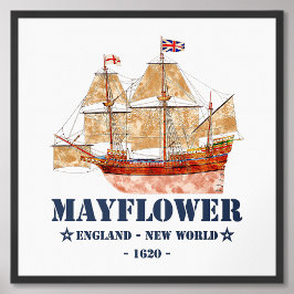 Mayblomma Tall Frakt - England till New World 1620 Fototryck