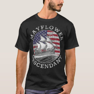 Mayblomman Descendant USA flagga Distress T Shirt