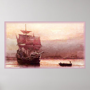 Mayblomman i Hudson Harbour Poster
