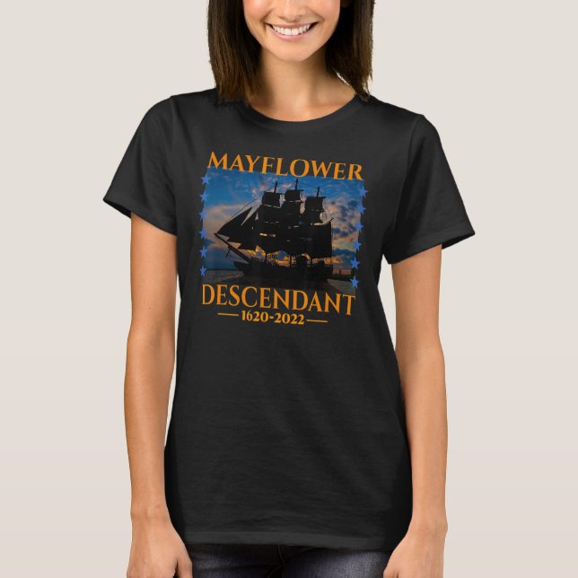 Mayblommor Descendant 402 Years 2022 Frakt Mayblom T Shirt (Framsida)