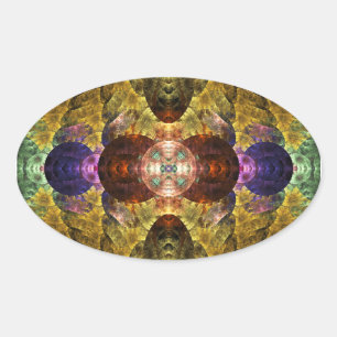 Mayblommors Abstrakt Geometric Fractal Ovalt Klistermärke