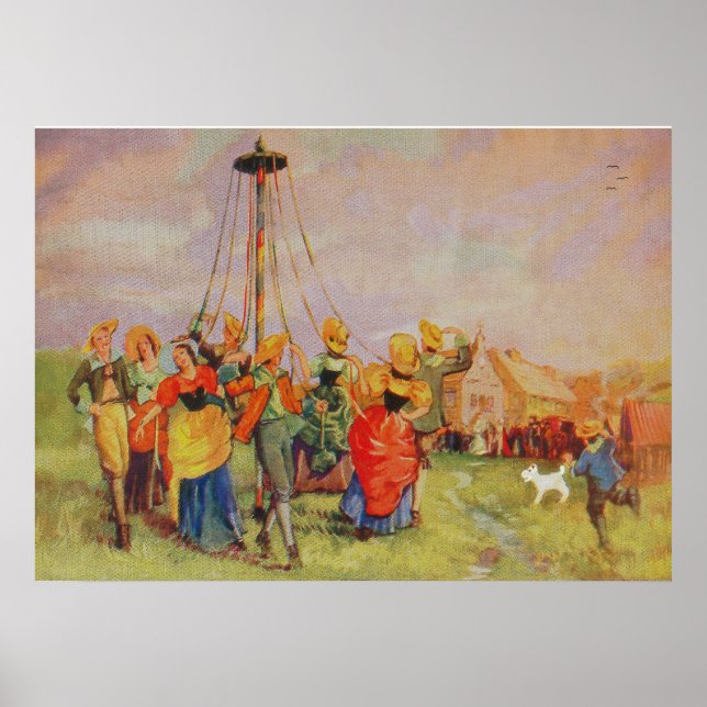 Mayday Dancing runt Maypole. Poster (Framsidan)