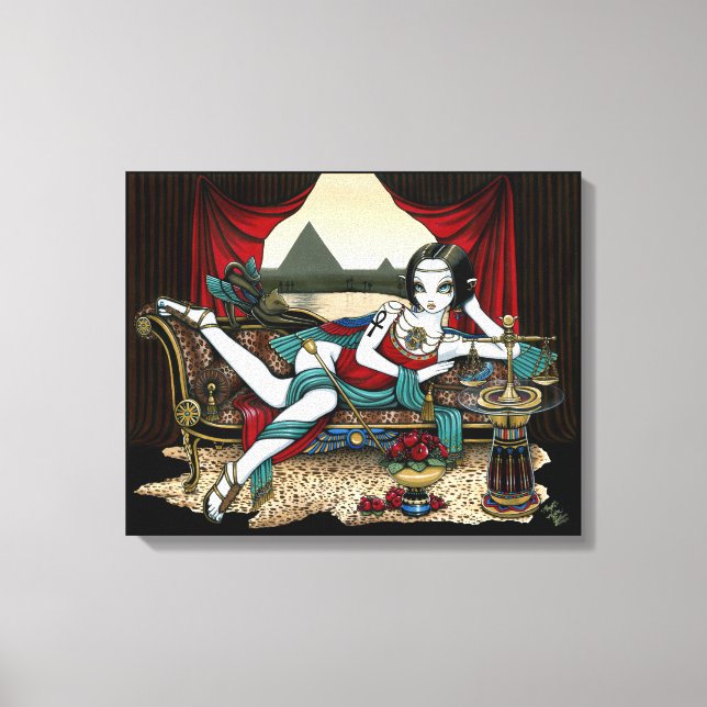 "Mayet" Egyptian Goddess Wrapped Canvas Skriv ut (Framsida)