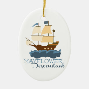Mayflower ättling julgransprydnad keramik