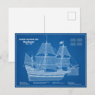 Mayflower - Fartygsritningar Planer ABD Vykort