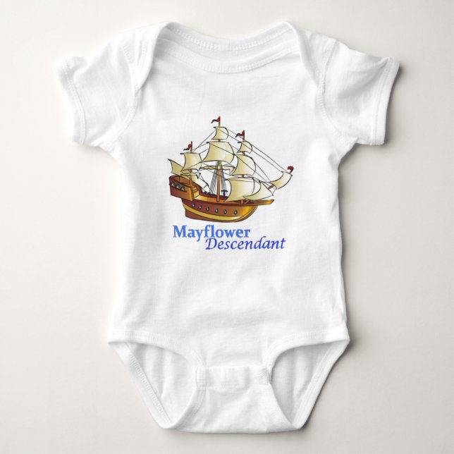 Mayflower härstamma seglingfrakt t shirt (Framsida)