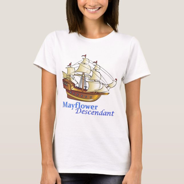 Mayflower härstamma seglingfrakt t shirt (Framsida)