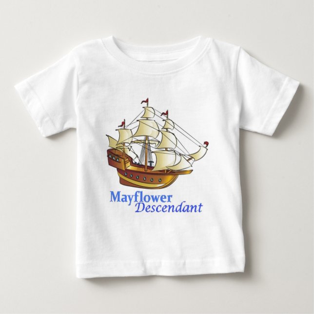 Mayflower härstamma seglingfrakt tee shirt (Framsida)