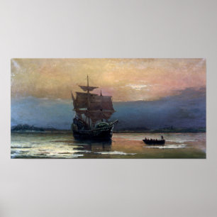 Mayflower i den Plymouth hamnen Poster