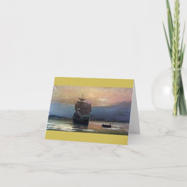 Mayflower i Plymouth av William F. Halsall 1882 Kort (Framsida)