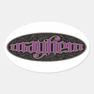 Mayhem Ambigram Stickers Ovalt Klistermärke