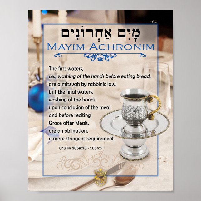 Mayim Achronim Last Vatten Talmud Quote Art Poster (Framsidan)