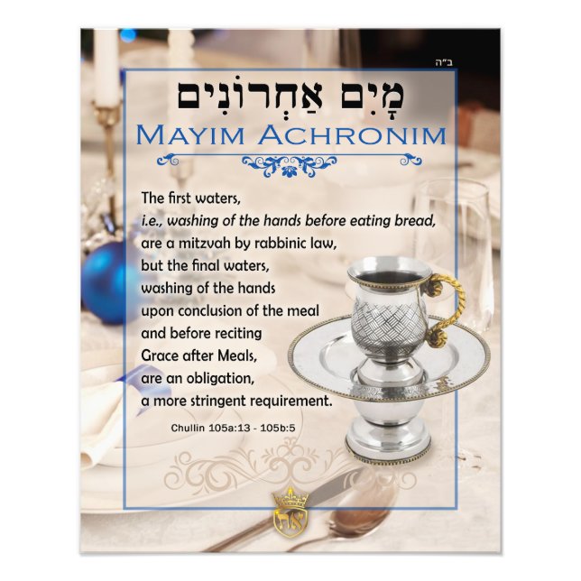 Mayim Achronim Last Vatten Talmud Quote Fototryck (Framsidan)