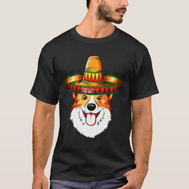 Mayo Mexican Sombrero Corgi Corgi T Shirt (Framsida)