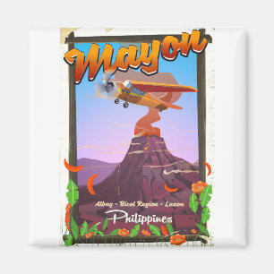 Mayon Volcano philippines äventyr poster Magnet