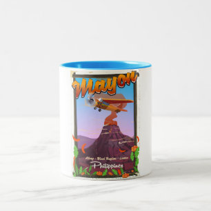Mayon Volcano philippines äventyr poster Två-Tonad Mugg