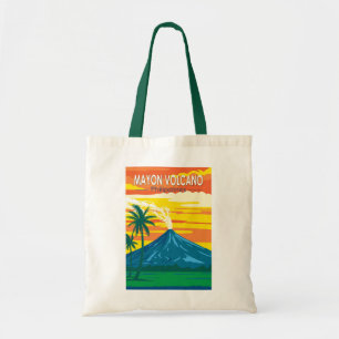 Mayon Volcano Philippines Travel Art Vintage Tygkasse