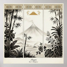Mayon-Vulkan Triptyk Väggkonst