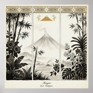 Mayon-Vulkan Triptyk Väggkonst