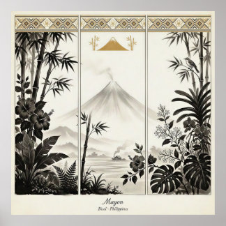 Mayon-Vulkan Triptyk Väggkonst