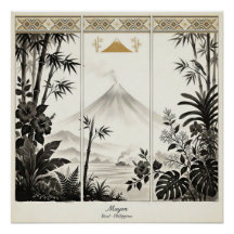 Mayon Vulkan Triptyk Väggkonst