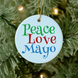 Mayonnaise Peace Kärlek Mayo Funny Blue Julgransprydnad Keramik