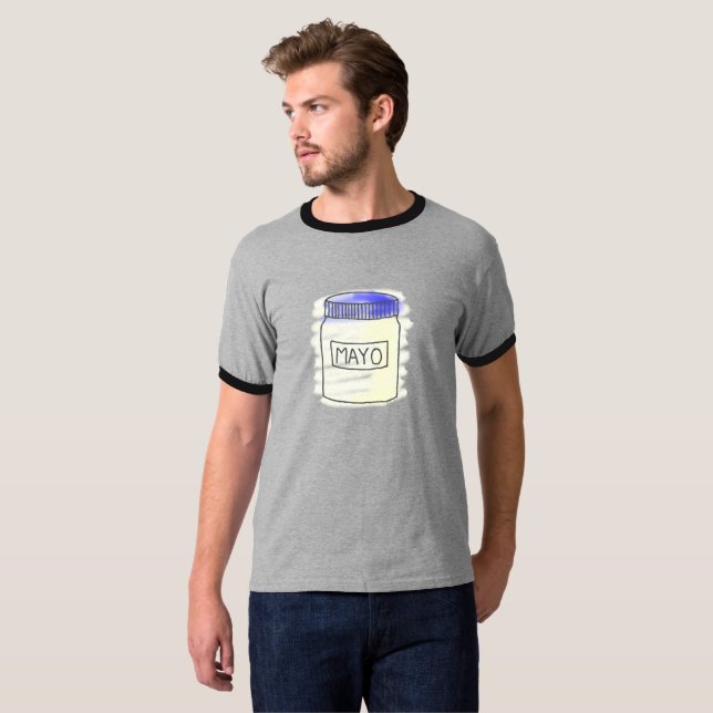 Mayonnaiseburken skrivar och kritateckningen t-shirt (Hel framsida)