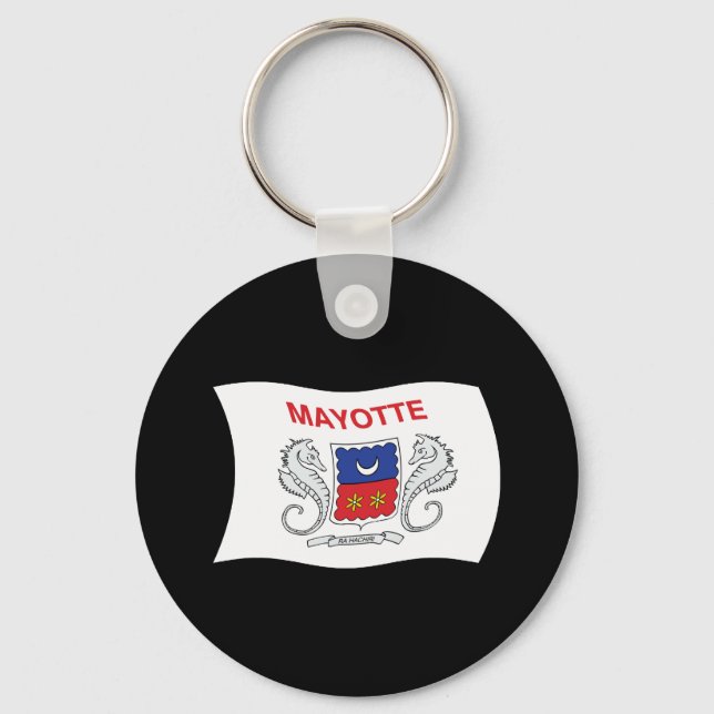 Mayotte Flagga Keychain Nyckelring (Framsida)