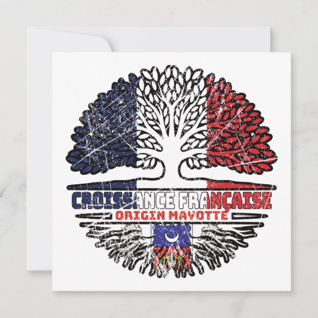 Mayotte Maorais Fransk Frankrike Träd Roots Flagga Kort (Framsida)