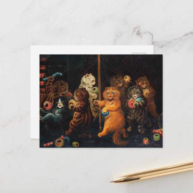 Maypole av Louis Wain Helg Vykort (Fram/Back In Situ)