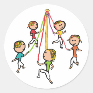 Maypole Dancing Runt Klistermärke