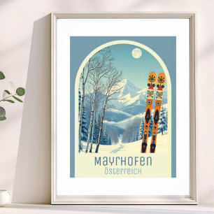 Mayrhofen Österrike Österreich skidsemester Affisc Poster