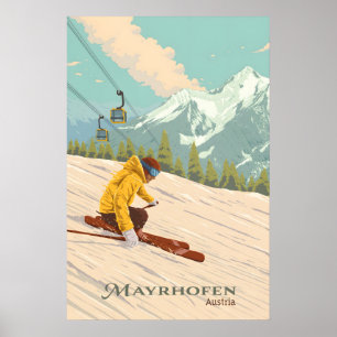 Mayrhofen Österrike Skidort Resa Affisch