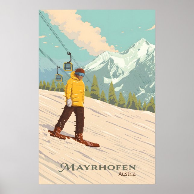 Mayrhofen Österrike Snowboard Resa Affisch (Framsidan)