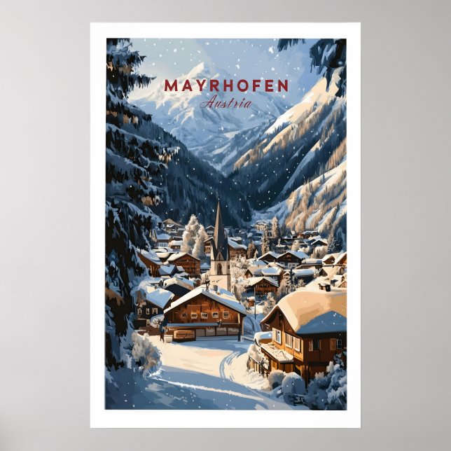Mayrhofen skidvägg konsttryck 1 poster (Framsidan)