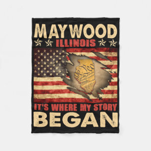 Maywood Illinois Usa Flagga 4:e Juli Fleecefilt