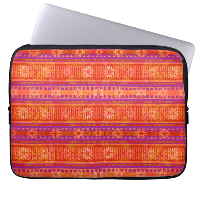 MAZ Blommig Randig Ribbad Stickmönster 245 Laptop Fodral (Framsidan)