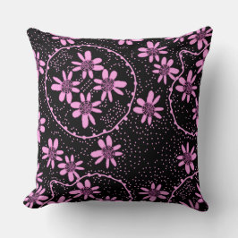 Maz Blommigt Bubbles Polka Dot Black Rosa Kudde