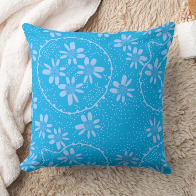 Maz Blommigt Bubbles Polka Dot Turkvoise Blue Kudde (Filt)