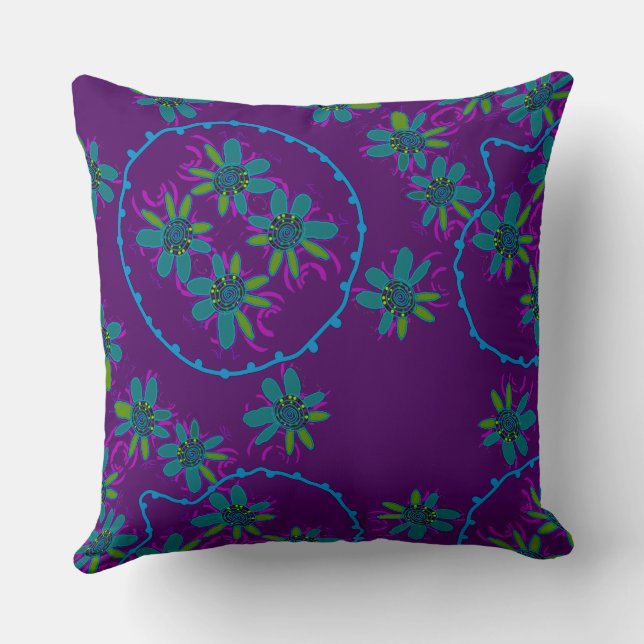 Maz Blommigt Bubbles Simple Lila Multi Kudde (Baksida)