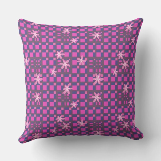 Maz Blommigt Square Conunum - Fuchsia Navy Kudde (Baksida)