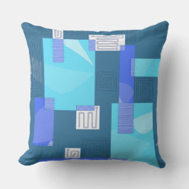 Maz Egyptian Collage - Teal Blue Turcos White Kudde