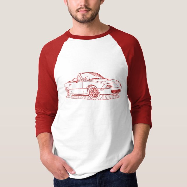 Maz Miata MX5 gen1 1991 skissar Tee (Framsida)